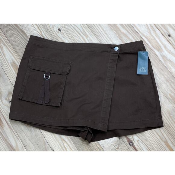Wild Fable Women's Mid-Rise Cargo Mini Skort - Dark brown NEW size XL - Picture 1 of 6